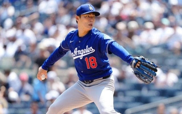 “5連投”で称えた由伸の「キャリア初」　MLB公式も虜に…右腕が並べた「9-4-2-0-7」