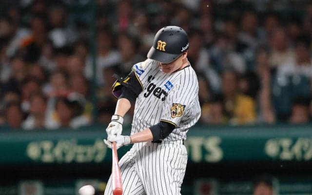 【阪神】大竹耕太郎　田中将大の140キロストレートを捉えて右中間を破る安打　今季４本目