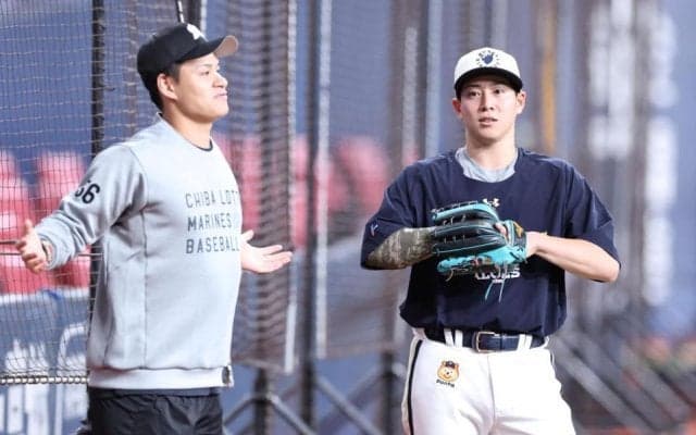 明石商の同級生　オリックス・来田とロッテ・中森が談笑　ともにプロの世界でも活躍
