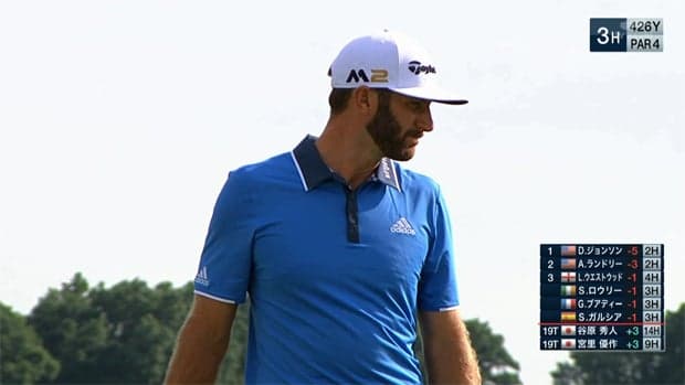 全米オープンゴルフ首位争い D・ジョンソン  ダブルボギー後の粘りのプレー（3H,4H,5H）