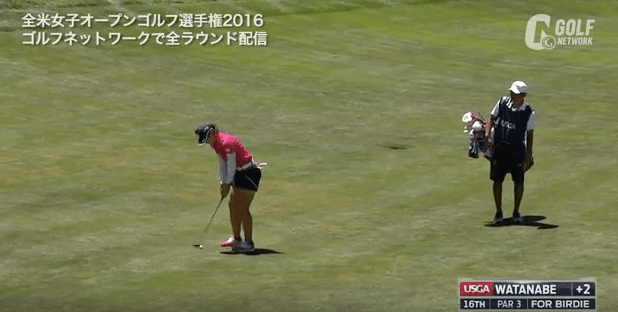 【全米女子OP】渡邉彩香16番Par3でグリーン外から超ロングパットでバーディ！