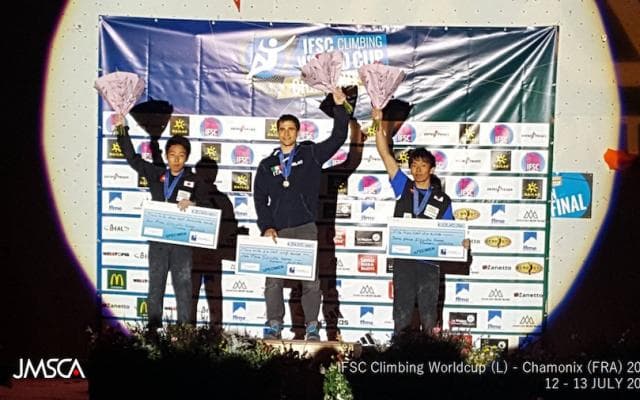 IFSCクライミングワールドカップリード是永敬一郎が2位、波田悠貴が3位！
