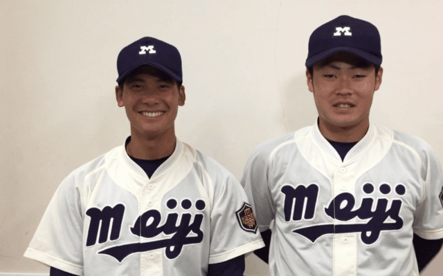 【ヒーローインタビュー】明治大学 伊勢大夢（③九州学院）・越智達矢（④丹原）