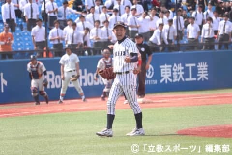 【野球部】“精密機械”田中誠也躍動！強力法大打線を９回２失点に抑え、「最後まで粘り強く投げられて良かった」　打撃陣も８安打３得点と復調の兆し