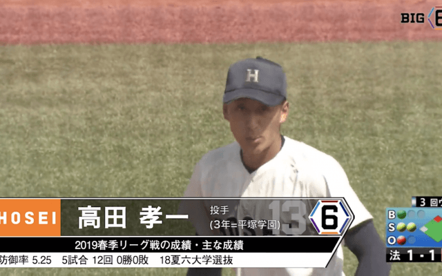 ＜投打で大車輪の活躍！＞法大・高田孝一(③平塚学園)