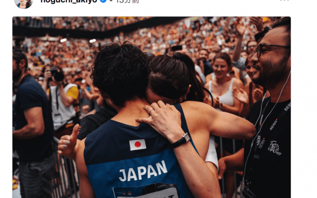 🇫🇷パリ五輪への切符、一番乗り❣️楢﨑智亜、妻💖野口啓代も抱擁で祝福