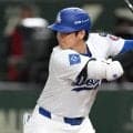 大谷翔平　第１打席でいきなり１７９キロの右前打！内角＆直球攻めに動じず　スライダーを完璧に捉える　試合前には異例の行動も