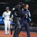 深谷球審に今月２度目のアクシデント　折れたバットが右腕に直撃し負傷交代「審判の交代を…」