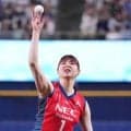 【バレー】ノーバン投球にどよめき…中日ファン「勝利の女神」と絶賛　山田二千華の始球式が話題