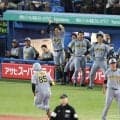 阪神　嶋村麟士朗を祝福するベンチの光景が胸アツ　森下が最前列で絶叫ポーズ！伏見＆木浪が最高の笑みで讃える　代打でプロ初アーチ