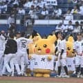ロッテ　ピカチュウがパレード、写真撮影会　メンバー表交換にも登場「ポケモンベースボールフェスタ」
