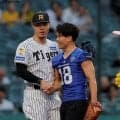 甲子園球場で仁川学院バッテリーが実現　マウンドにはパナソニックインパルスの桑田で捕手役は佐藤輝　「テルの頑張りから刺激を受けている」ど真ん中に剛速球でスタンドどよめき