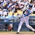 大谷翔平、３打席目はライナー性の打球を放つも右翼のアデルの好守に阻まれ右直