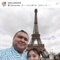 「パリが似合います」高安、大の里＆玉鷲と凱旋門前でツーショット　同行する妻・杜このみが公開