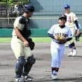 ミットにどんぴしゃ　石川大会で子ども始球式始まる　今年は5試合で