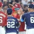 【球宴】辰己涼介、この日も“楽天カードマン”　赤マントに楽天カードのサングラスで登場