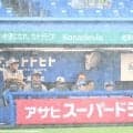 神宮球場に強烈なゲリラ豪雨襲来　人工芝部分にも水が浮く雨量　スタンドで雨具を使って耐えるファンも　雷鳴も響く
