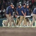 真夏の夜の激闘　九回２死にアクシデント　三重二塁・水野が足痙り担架で運ばれ交代に