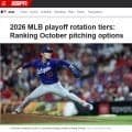 ESPNがポストシーズンの先発ローテランキング掲載　山本由伸、スクバルらのドジャース１位