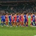 【なでしこ】北朝鮮との決勝始まる　赤一色の応援団にＸ「なんかすごい」「ゴール裏に陣取り」