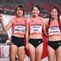 「涙腺崩壊したよ」陸上女子4×100mリレー銅メダルの4人が与えた感動…“雰囲気ガラリ”のショットにも「皆さん可愛すぎる」【アジア大会】