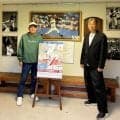 「トレンディーエース」西崎幸広さん　猫城主と“交流”　岡山・高梁市役所や平松政次球場訪問　野球教室告知ポスターに「男前すぎる」