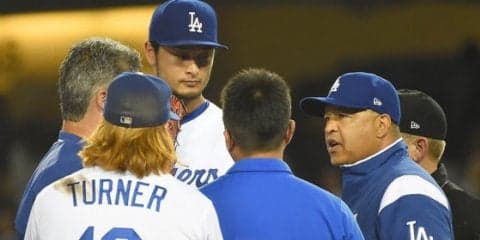 ダルビッシュ6回3失点、投球練習後に降板　指揮官は「腰の張り」と説明