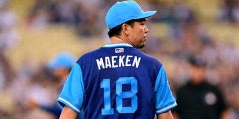 【MLB】前田健太、「MAEKEN」ユニで好投！　6回1安打1失点、12勝目の権利もって降板