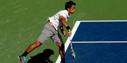 男子シングルス1回戦、杉田祐一が第1セットを6-2で先取[全米オープン]