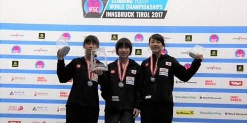 クライミング世界ユース選手権、再び表彰台独占！女子リードで圧勝