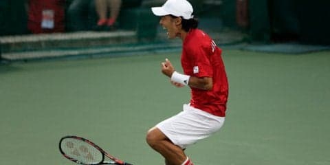 添田豪が相手エースのモンテーロをフルセットで倒し、日本が初日2勝 [デ杯ワールドグループ・プレーオフ 日本対ブラジル]