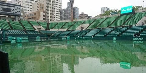 ダブルスは雨で順延、17日に3試合を予定 [デ杯ワールドグループ・プレーオフ 日本対ブラジル]