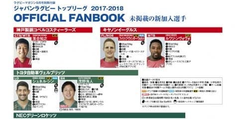  『トップリーグ OFFICIAL FANBOOK』未掲載の新加入選手名鑑 