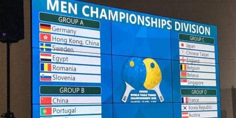 世界卓球2018 グループリーグの組み合わせが決定！日本 男子は台湾ら、女子はオーストリアなどと同組に