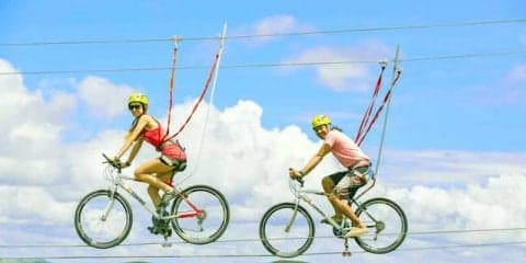 空中自転車綱渡りなどが楽しめるアドベンチャー施設、栂池高原スキー場に今夏オープン