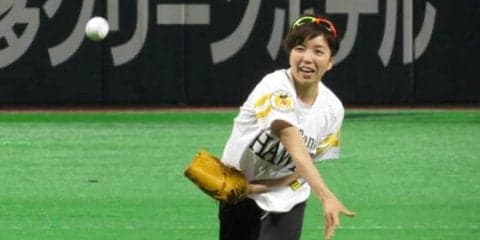 平昌五輪金メダル小平奈緒が始球式　まさかの大暴投を孫オーナーがキャッチ