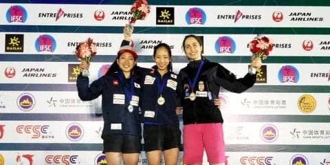 野口啓代、藤井快が金！日本男女アベック優勝／ボルダリングW杯2018第3戦 重慶大会