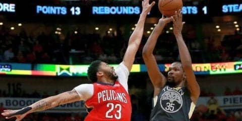 アグレッシブなケビン・デュラントが38得点、ウォリアーズがシリーズ突破に王手