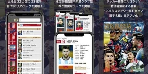 W杯出場32カ国の選手データを掲載したアプリ「EG名鑑 2018 Russia」が登場