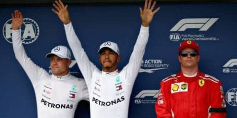 【F1 ハンガリーGP】雨の予選でハミルトンがポールポジションを獲得、メルセデスがフロントローを独占