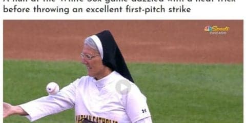 【MLB】驚愕ストライク始球式のシスターに指揮官もビックリ「このチームでプレーを」