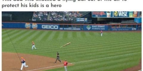 【MLB】米にスーパー父ちゃん登場！　飛んできたバットを右腕ブロックで子供守る
