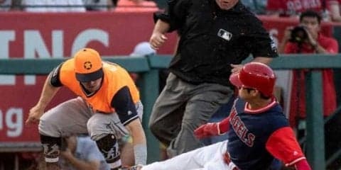 【MLB】大谷翔平、メジャー初盗塁失敗　二塁打後に三盗試みるが元女房役に刺される