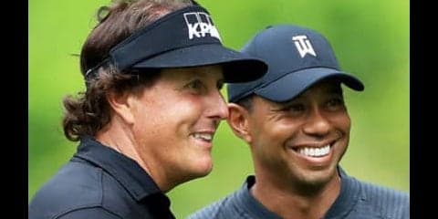 10億円をかけた世紀の対決へ、早くも火花散らすウッズとミケルソン