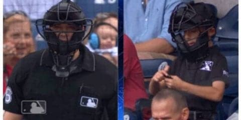 客席に現れたちびっ子審判が話題に　完璧なりきりにMLB公式「真剣なモノマネ」