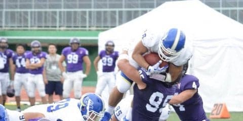 【アメリカンフットボール部】ＲＢ中村の大活躍で完封勝利！