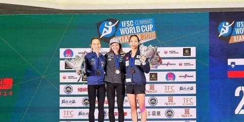 IFSCクライミングワールドカップ最終戦 「中国・厦門大会」リード女子で野口啓代が３位入賞