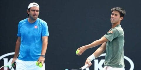 前哨戦Vの錦織が「全豪オープン」会場入りし練習。初GSタイトルを狙う