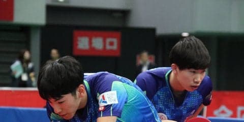 【卓球】松山・高見（愛工大）耐えて耐えての大逆転　張本・木造ペアとの決勝へ