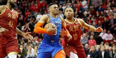 ラッセル・ウェストブルックがNBA記録に並ぶ9試合連続トリプル・ダブルを達成